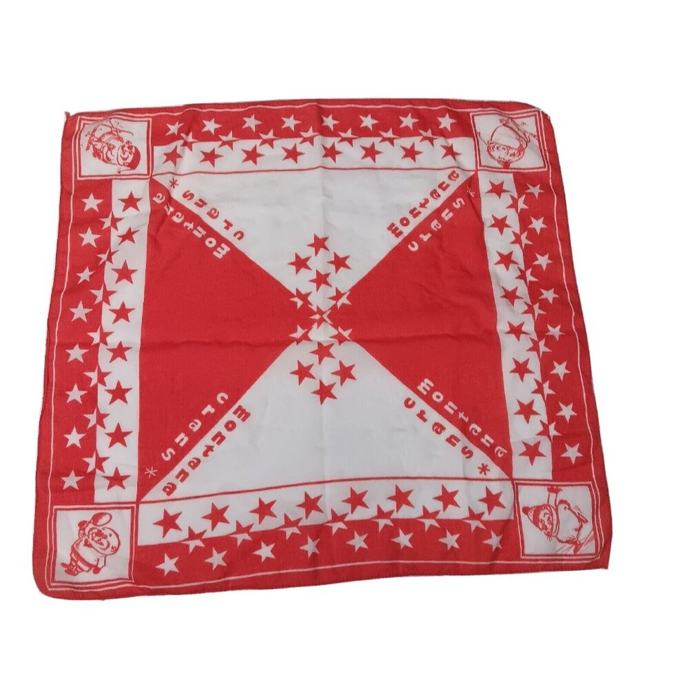 Crans Montana Switzerland Bandana Scarf Red White Badger Travel Star Vintage
